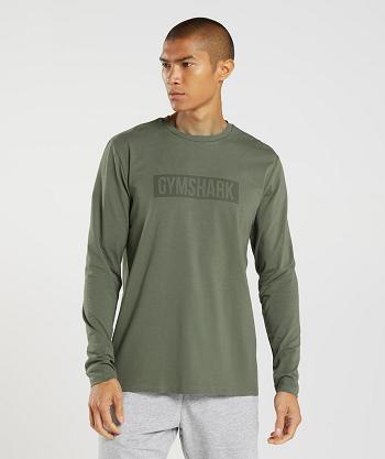 Long Sleeve Gymshark Block Hombre Verde Oliva | CO 3474AHK